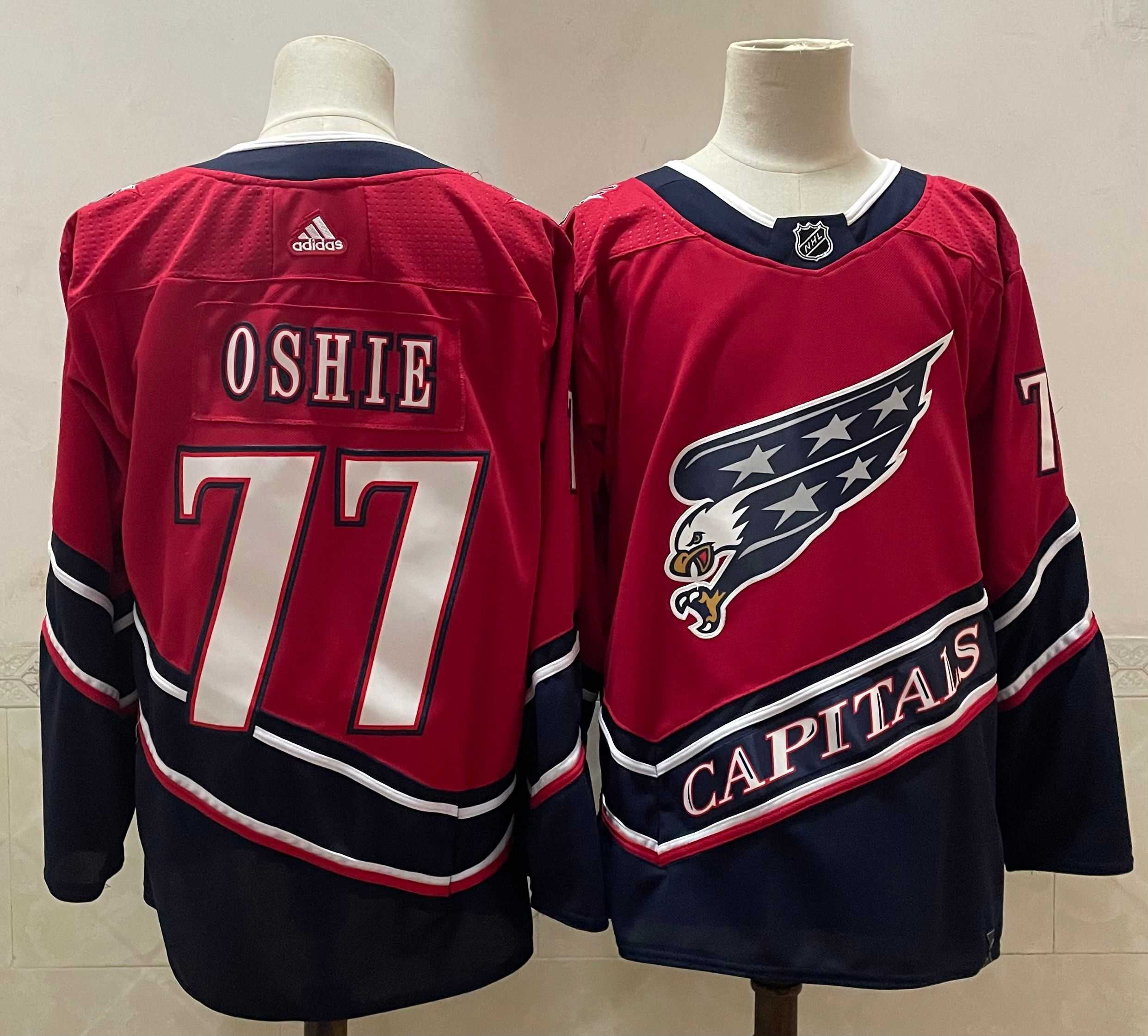 Men Washington Capitals 77 Oshie Red Throwback Authentic Stitched 2020 Adidias NHL Jersey